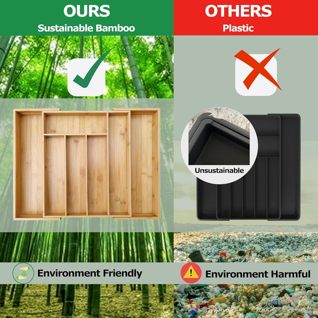 Organizador De Cajones De Cocina Bambú